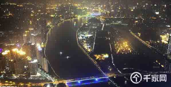 珠江二沙岛江段夜景